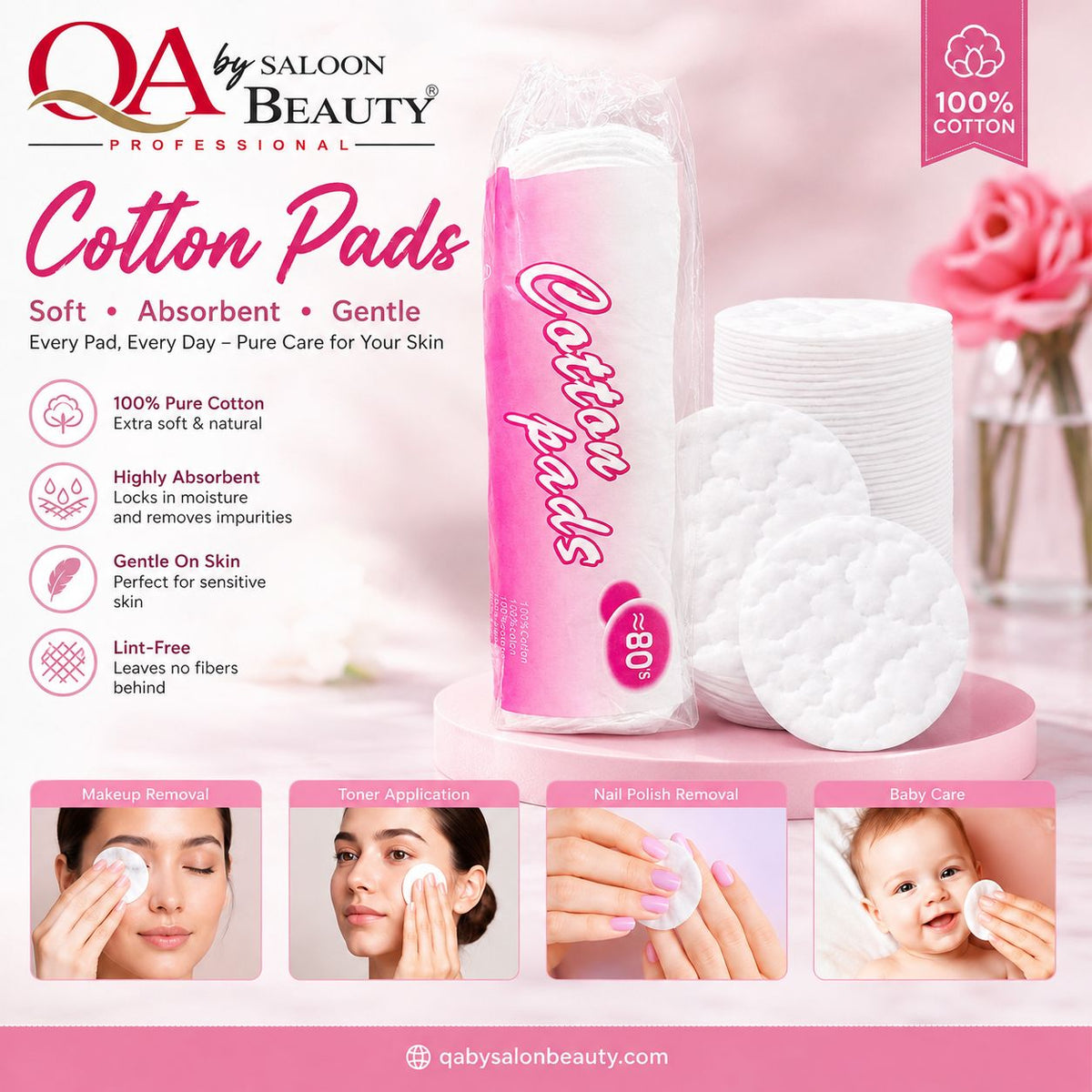 80pcs 100% cotton round facial pads for makeup removal toner and skincare use