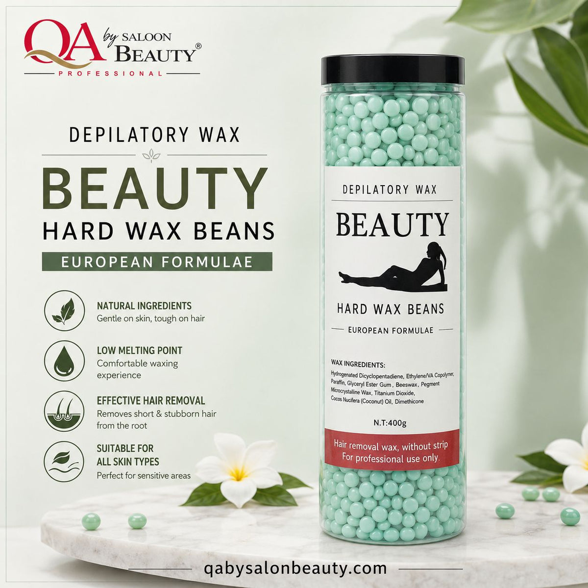 Beauty Hard Wax Beans 400g – European Formula Depilatory Hair Removal Wax