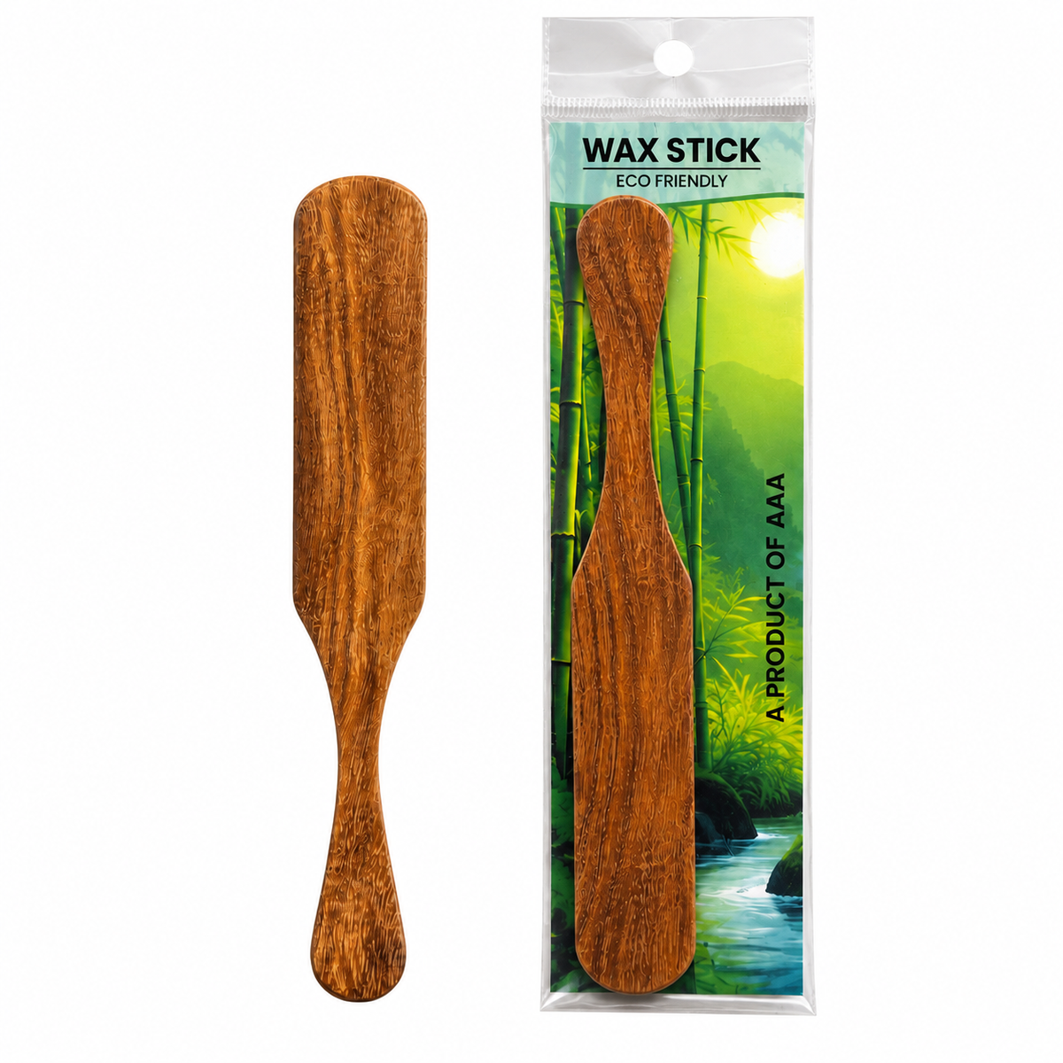 Eco-friendly wooden wax stick applicator with flat spatula design for professional body waxing