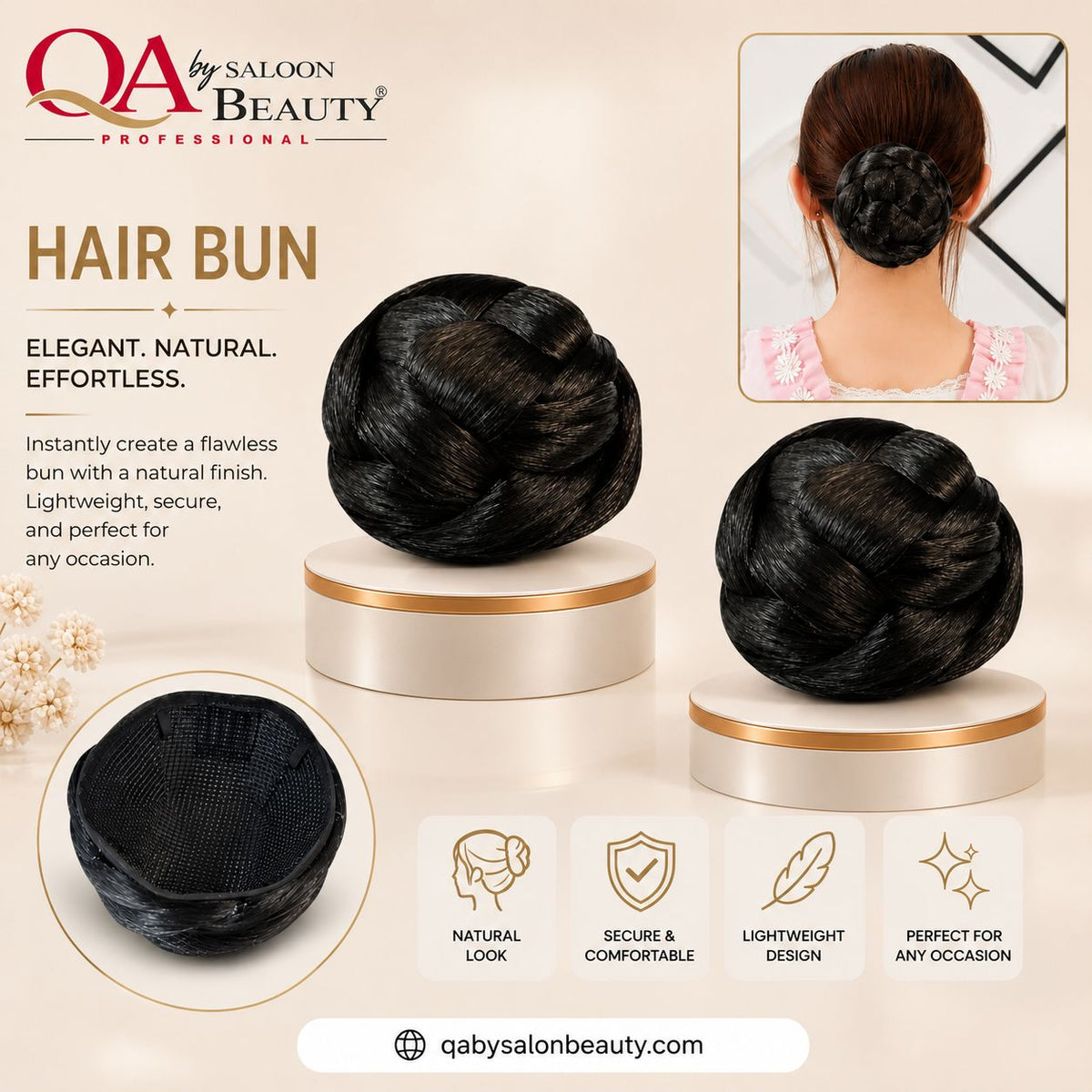 Hair Bun – Elegant & Natural-Look Hair Donut | QA by Saloon Beauty Professional