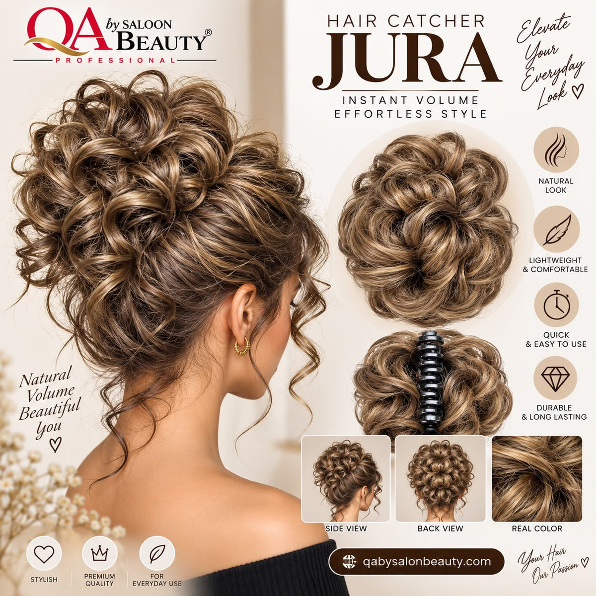 Hair Catcher Jura – Claw Clip Hair Bun Extension | Highlighted Golden Brown