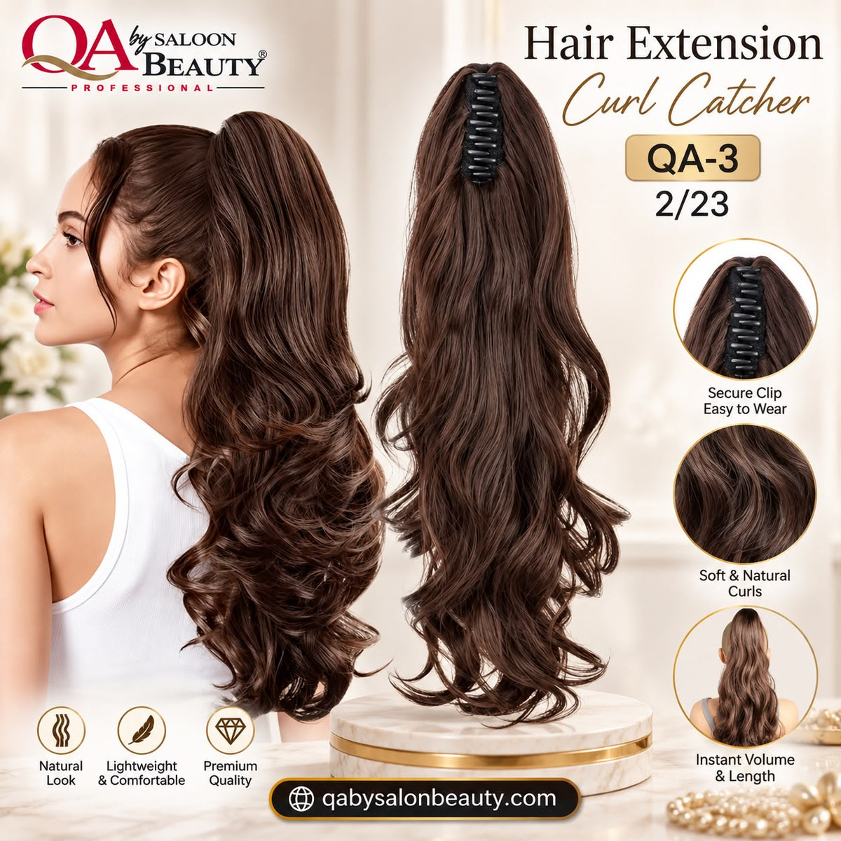 Hair Extension Curl Catcher QA-3 2/23 – Clip-On Curly Ponytail Extension