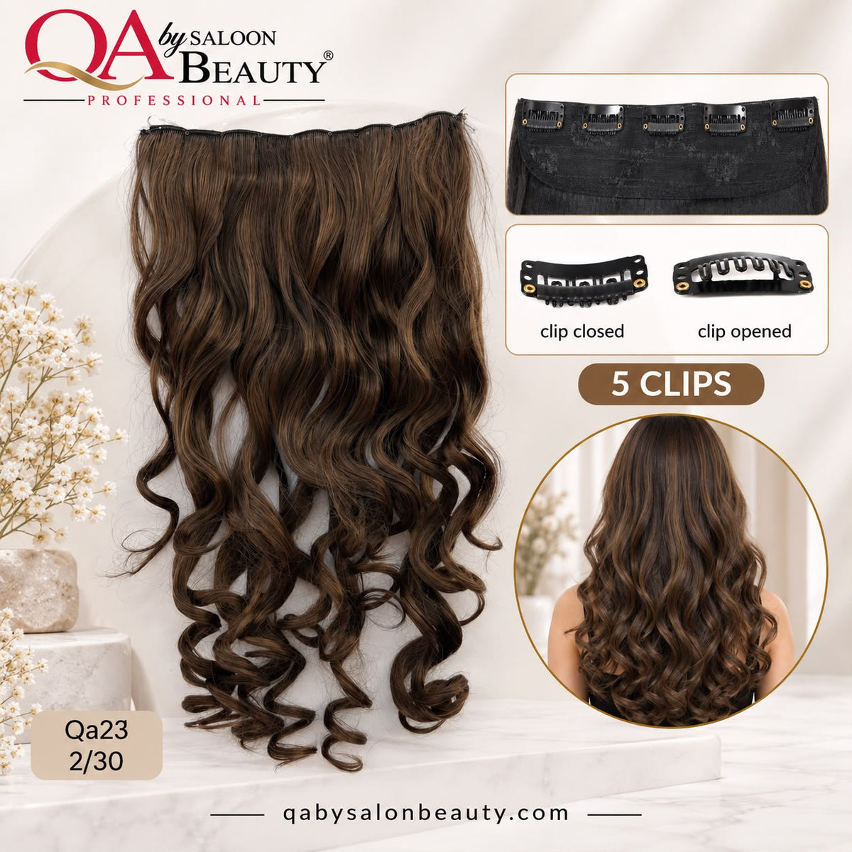 Hair Extension Curl Pin – 5 Clip Curly Hair Extension | QA-23 2/30