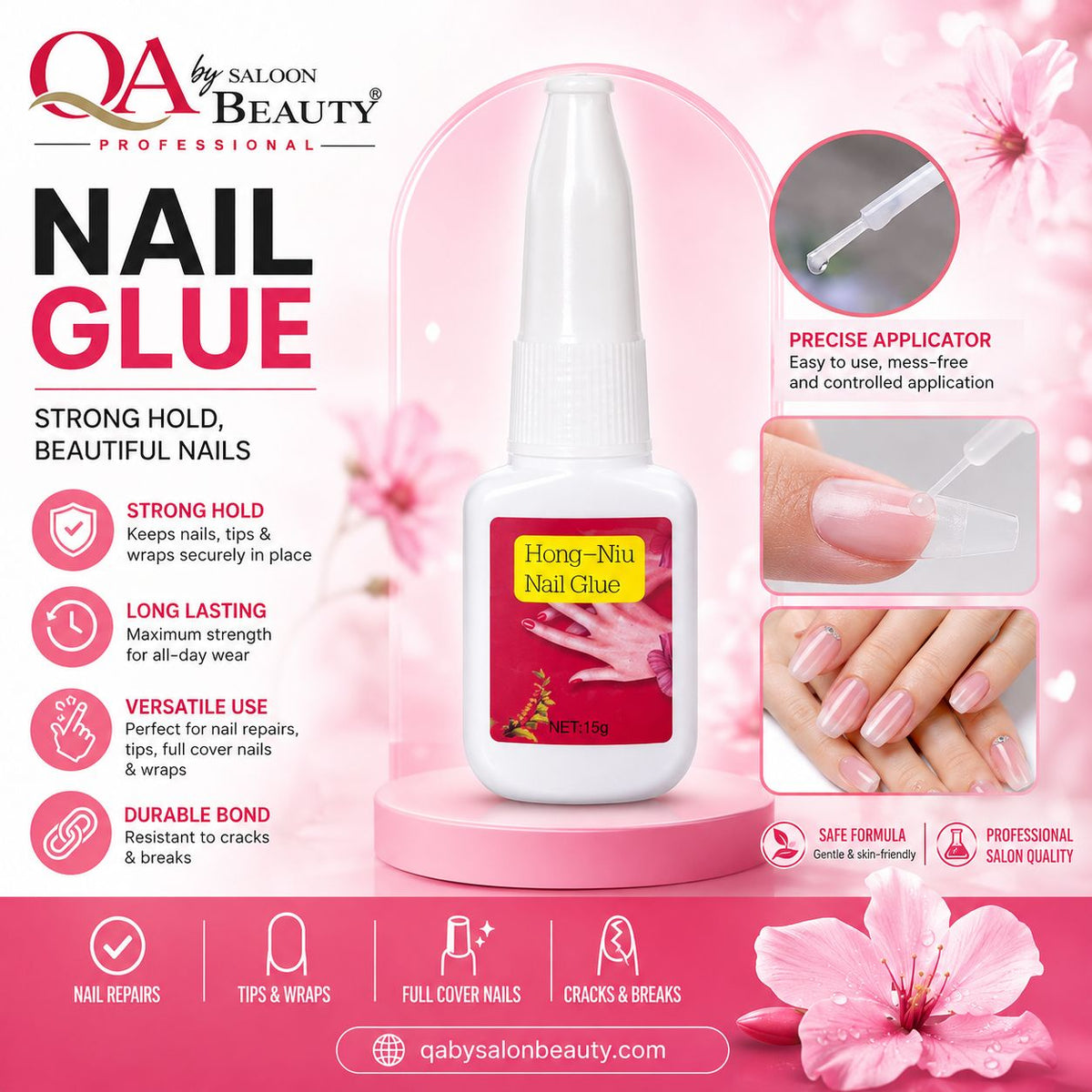 Hong-Niu Nail Glue 15g adhesive bottle for artificial and press-on nails