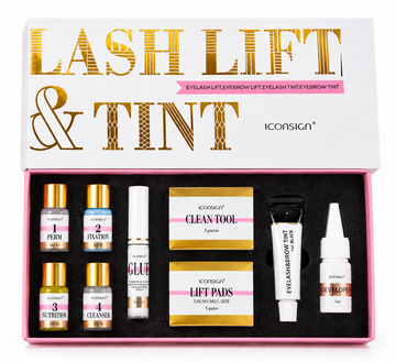 ICONSIGN Professional Lash Lift and Tint Kit with perm, fixation, nutrition, cleanser, lift pads, glue and tint