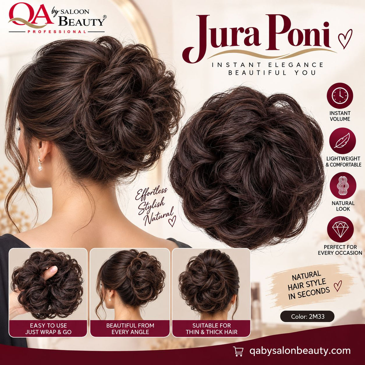 Jura Poni Hair Bun Extension – Color 2M33