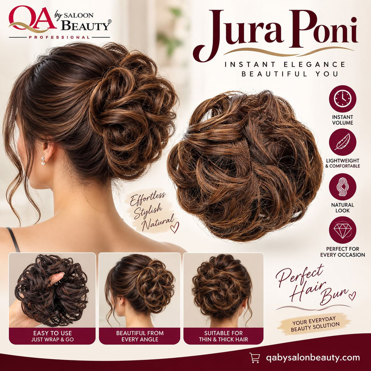 Jura Poni Hair Bun Extension – Highlighted Brown