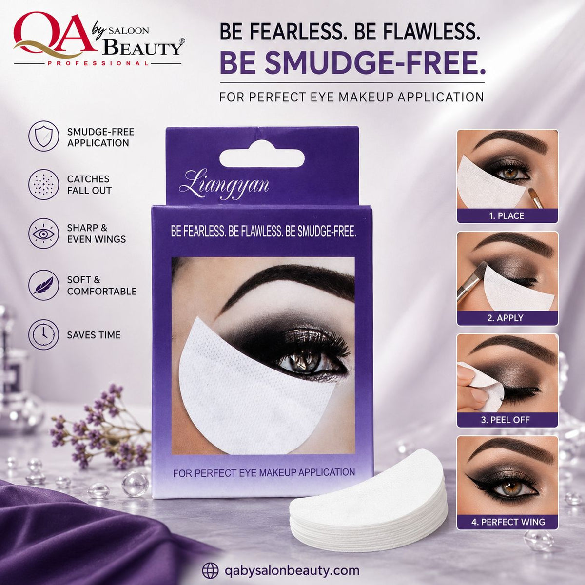 Liangyan white crescent under eye makeup shields with purple packaging for smudge-free eye makeup application