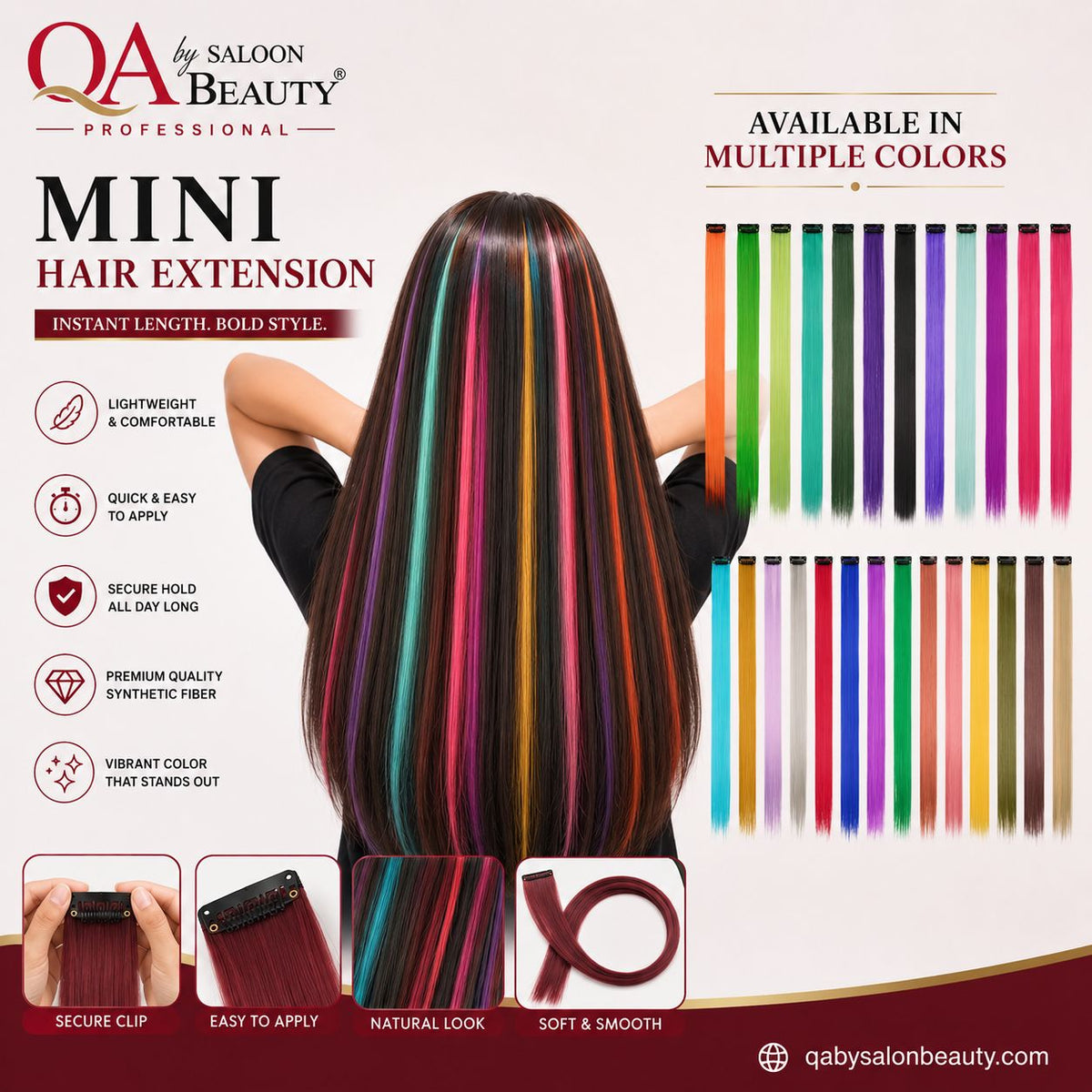 Mini Hair Extension – Colorful Clip-In Straight Hair Strands