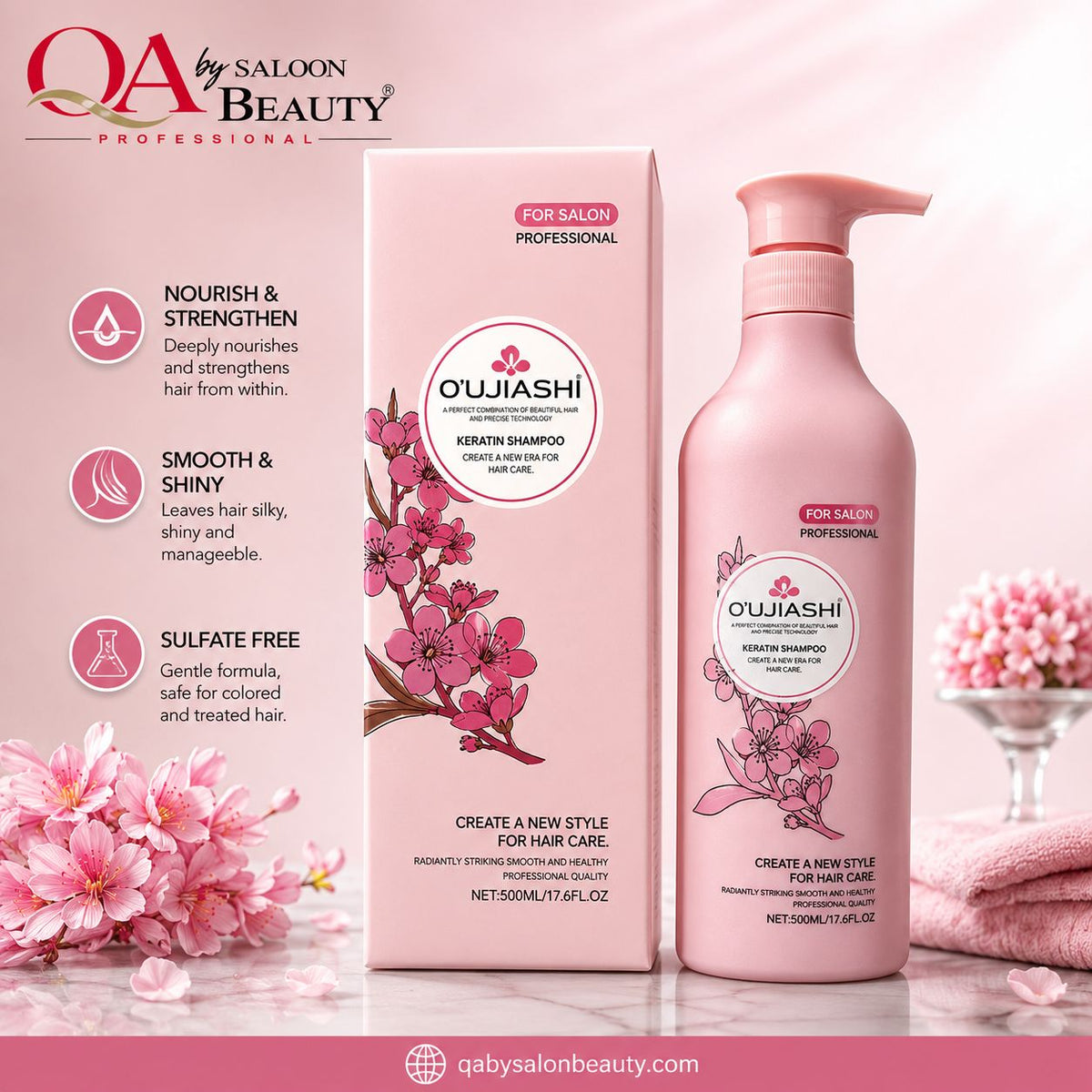 O’UJIASHI Keratin Shampoo – Professional Hair Smoothing & Repair Shampoo 500ml