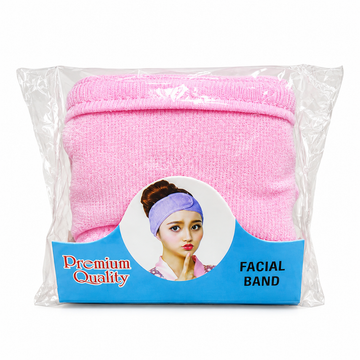 Premium soft pink adjustable facial band for skincare facial spa and makeup use