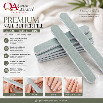 Premium grey dual-sided nail buffer files for shaping smoothing and polishing natural acrylic and gel nails