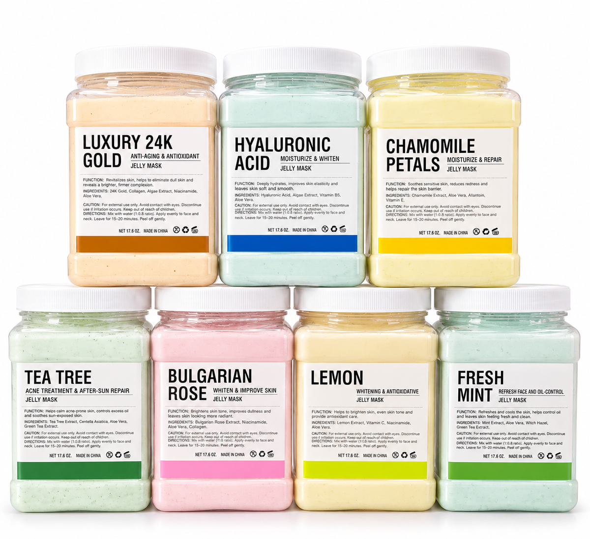 Professional Jelly Mask Collection 7 variants for salon facial and skincare