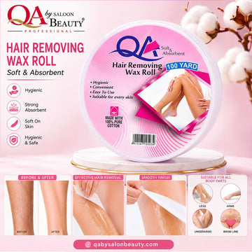 QA 100 Yard hair removing wax roll made with soft absorbent cotton for strip waxing