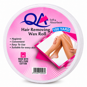 QA 100 Yard hair removing wax roll made with soft absorbent cotton for strip waxing