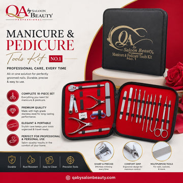 QA Professional Manicure & Pedicure Tools Kit No. 1 – 18 Piece Nail Care Set