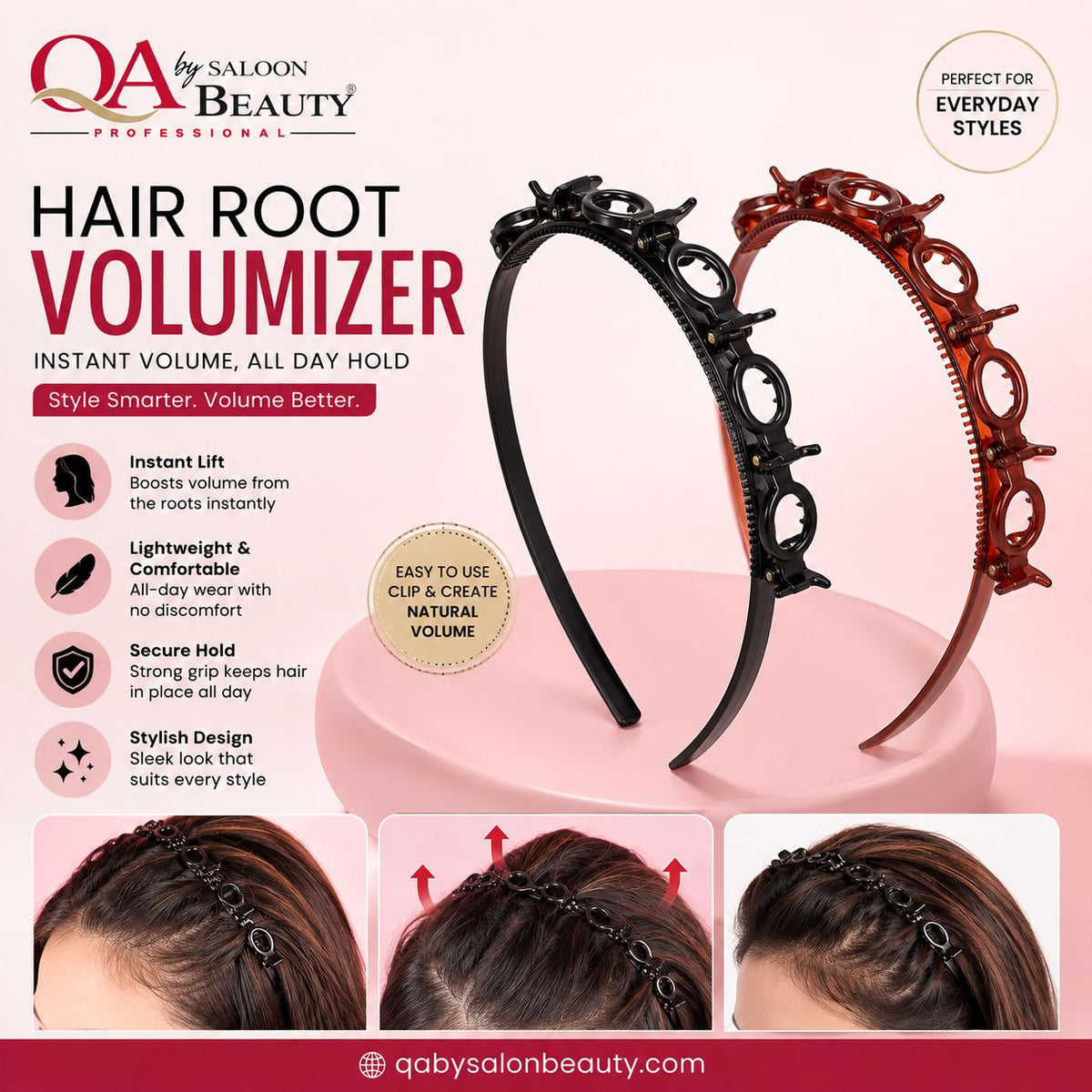 QA by Saloon Beauty Hair Root Volumizer – Instant Root Lift Hair Styling Clip