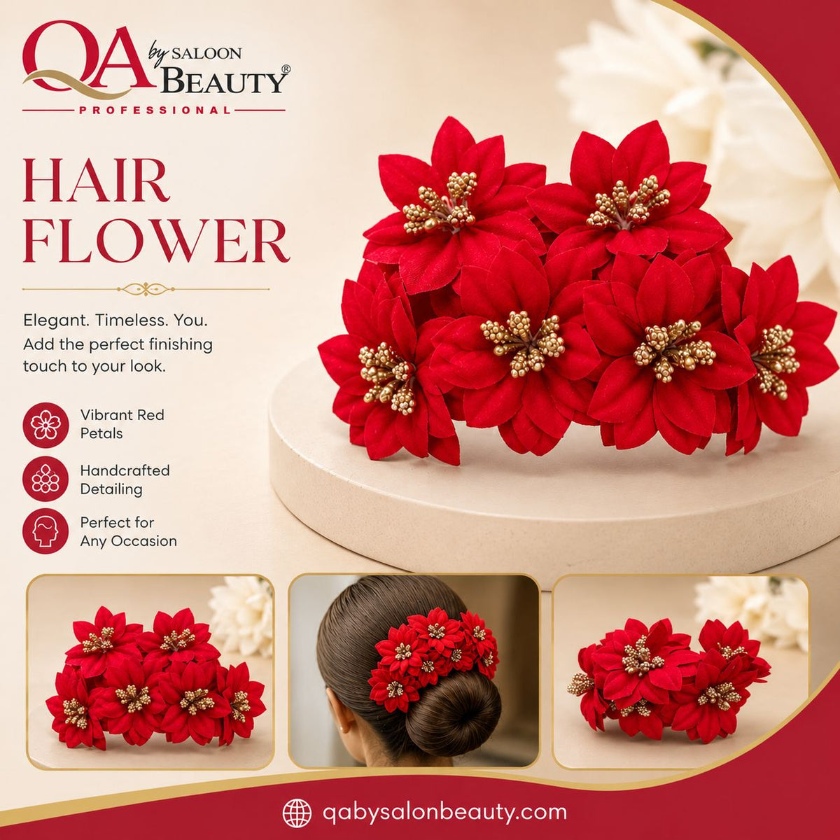 Red Hair Flower – Elegant Bridal & Party Hair Accessory
