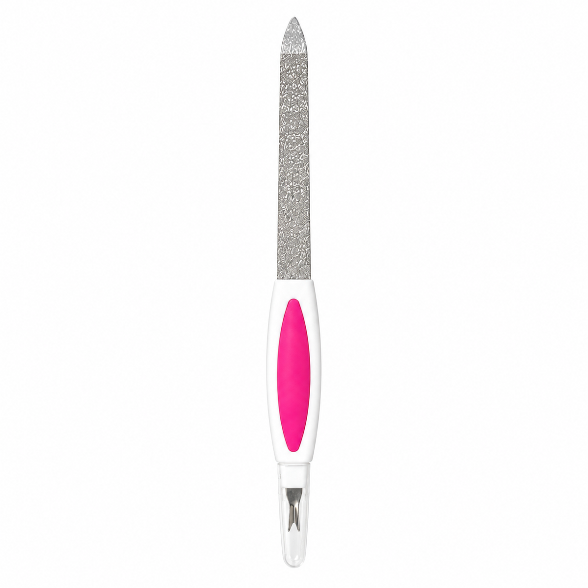 Silstar professional dual-function nail file with pink ergonomic handle and fork tip for under-nail cleaning