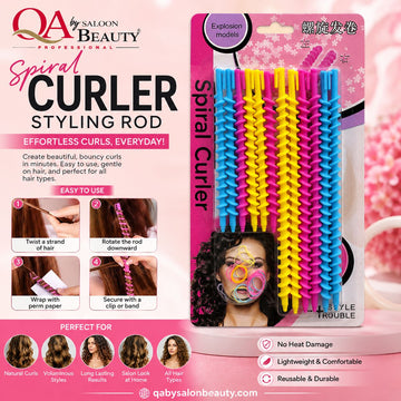 Assorted colorful spiral hair curler styling rods for heatless curls and waves