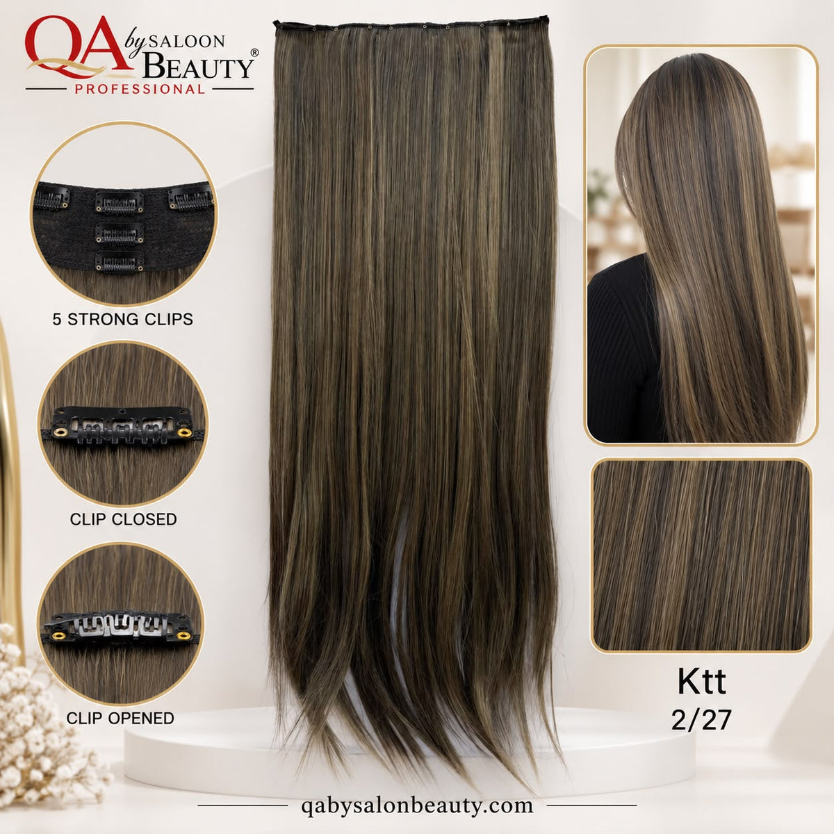 Straight Hair Extension – 5 Clip Hair Extension | KTT 2/27